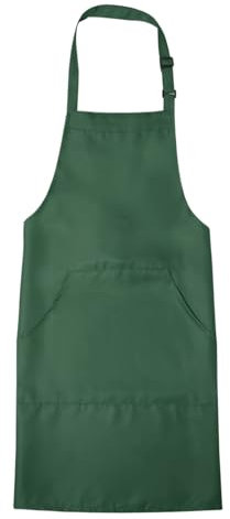 sourcing map Delantales de cocina de 82 x 68 cm, babero ajustable, impermeable, lazos largos, delantal de chef con 2 bolsillos para hombres y mujeres, color verde oscuro