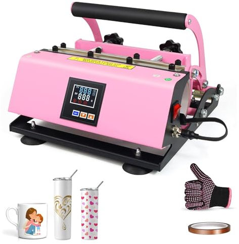 Naturalpowev 30 OZ Tumbler Heat Press Machine, Auto Tumbler Heat Press Machine, Mug Press with Temp & Timer Setting for 11-16oz Coffee/Ceramic Mugs, Pink