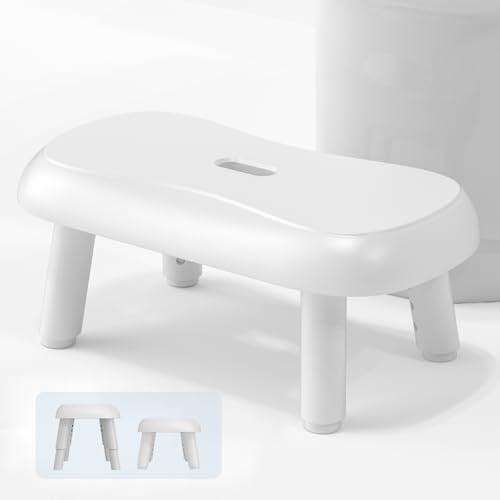 Verstellbarer Toilettenhocker Erwachsene, Badhocker, 4 Höhen Von 17-23 cm Klohocker Für Schwangere/Der Alte/Kinder, Beine Aus Manganstahl Mit Anti-Rutsch-Pads, Linderung Von Verstopfung Blähungen