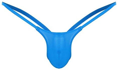 Mens Briefs Blue 1pc Sexy Mens G-Strings Men's Thong Underwear Plain Bulge Pouch Low Rise Bikini Thongs Underpants Knickers Men Sissy Lingerie Joke Secret Gift