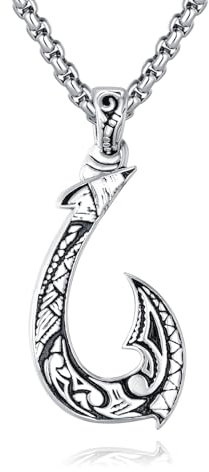 DAYLINLOVE Fish Hook Necklace for Men 925 Sterling Silver Hook Necklace Fish Hook Pendant Necklace Fish Hook Jewelry Fishhook Gifts for Men Women