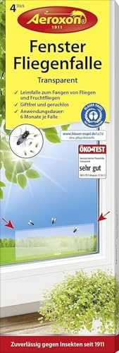 Aeroxon Fensterfliegenfalle - Schachtel mit 4 transparenten Fliegenfallen (Packung mit 5)