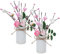 Zythrem 2 Stück Deko Blumen im Topf, Künstliche Rose Blumen im Topf, Kunstblumen Deko, Rosa Weißes Herz Blumenstrauß für Valentinstag Hochzeitsfeier Wohnkultur