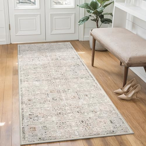 BEIMO Boho Teppich Wohnzimmer Schlafzimmer Vintage Waschbare Teppich Kurzflor rutschfest Teppiche für Küche 80X300CM