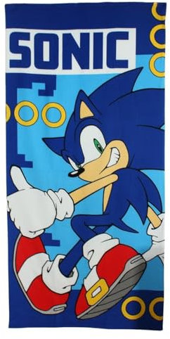 Disney Sonic Polyester-Handtuch, weich und saugfähig, Sonic-Design, perfekt für Wasseraktivitäten, Marine, Einheitsgröße