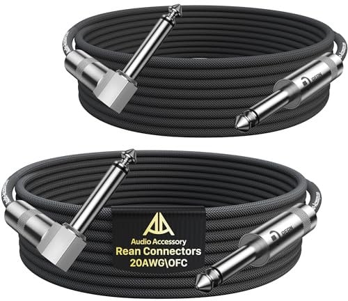 Neutrik - Cable de guitarra (ángulo recto, trenzado de Kevlar, reforzado interior termorretráctil para una mejor soldadura y sonido superior para guitarra, 2 unidades)
