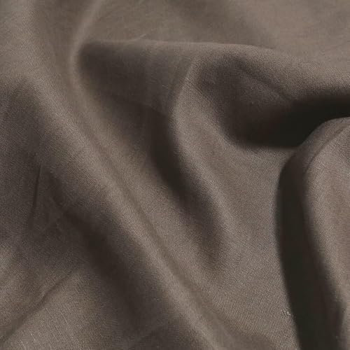 TOLKO 50cm Leinenstoff Meterware natur Leinentuch für Kleider Hose Rock Bluse Hemd Vorhänge Gardinen Kissen Bettwäsche | 130cm breit | Stoffe zum Nähen Meterware Leinen Stoff kaufen (Braun)
