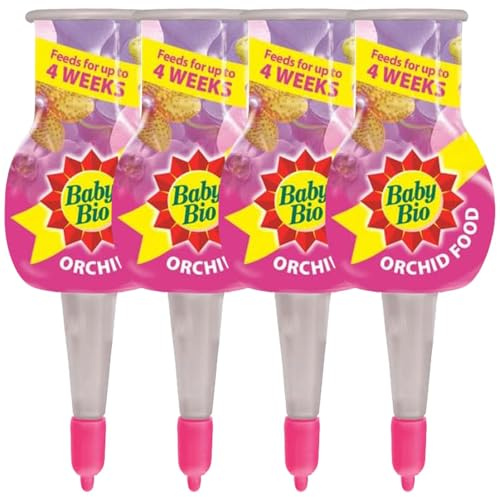 HOCHSTE® Baby Bio Orchid Drip Feeders 40ml 2x40ml or 4x40ml Pack Automatic Plant Food Easy Orchid Fertiliser Lasts 4 Weeks Indoor Use for Bright Blooms & Healthy Leaves Simple Mess Pink 4 - Pack