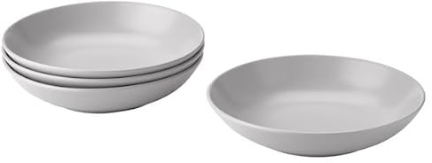 Deep Stoneware Plate Set – 23 cm, 4-Pack (Matt Light Grey)