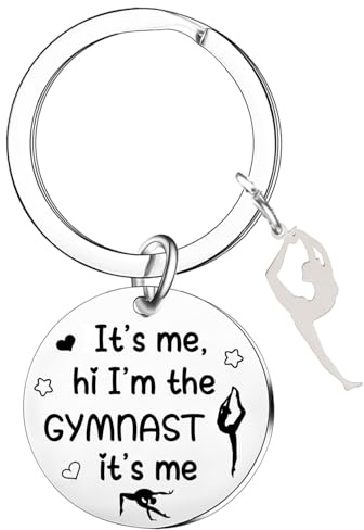 Tihnvk Gymnastik-Geschenke für Frauen, Gymnastik-Schlüsselanhänger, Gymnastikzubehör, Weihnachten, Geburtstag, Geschenke für Turner, Cheerleader, Silberfarben, One size