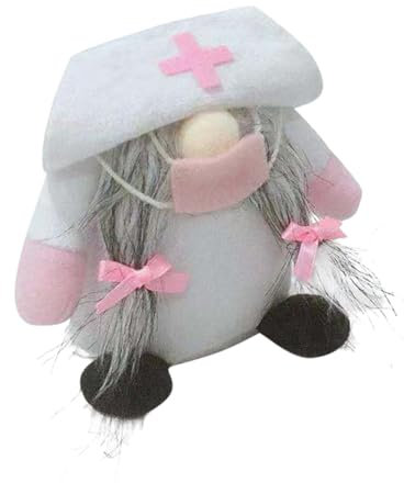 ULTECHNOVO Poupée GNOME Infirmière en Tissu Coton, Décoration Créative, Petite Taille, Accessoire Photo, Présent Fête, Décoration Maison Bureau