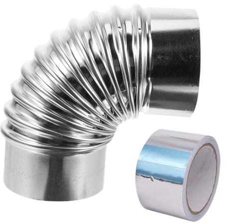 Housoutil 1Set Stainless Steel Flue Extension Elbow for Chimney Vent Hose Connector for Kitchens Bathrooms and Greenhouses Easy to Install