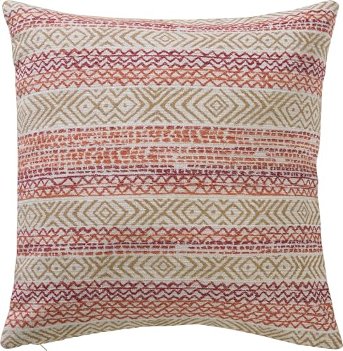 Erwin Müller Kissenbezug, Kissenhülle Jacquard Ethno-Muster rot-Taupe Größe 50x50 cm - strapazierfähig und formbeständig, besonders langlebig, bügelfrei