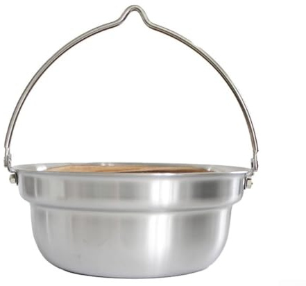 Camping-Topf 4,5 l Edelstahl, Holzdeckel 304 Tragbarer Outdoor-Kochtopf Lagerfeuer Hängendes Grill-Kochgeschirr