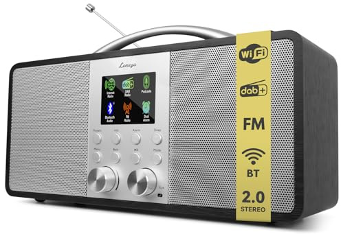 Radio Internet Lemega IR6 con podcast e streaming Bluetooth,radio DAB+/FM stereo,doppio altoparlante 2.0,150 stazioni preimpostate,sveglia,batteria ricaricabile (Nero)