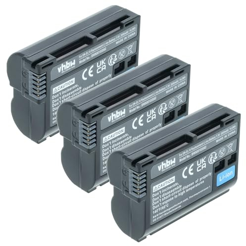 vhbw 3X Batterie Remplacement pour Nikon EN-EL15 | EN-EL15b, EN-EL15A, EN-EL15c pour appareil photo (2000mAh, 7V, Li-ion), puce d'information