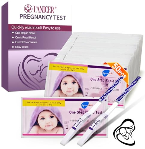 50 Stück Schwangerschaftstest,Schwangerschaftstest zum Nachweis der Schwangerschaft im Urin,Frühschwangerschaftstest 10 miu/ml,HCG Test,Schnelles Test