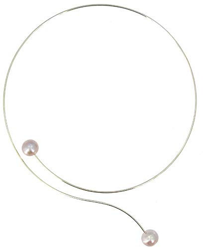 LES POULETTES BIJOUX - Collier Ras de Cou Argent 925 2 Perles de Culture 11 mm - Classics - Rose