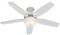 HUNTER FAN Indoor-Deckenventilator Builder Deluxe 132 cm mit Beleuchtung und Zugschalter, Schneeweiß, 5 umkehrbare Flügel in Schneeweiß, optimal für Sommer oder Winter, Modell 50570