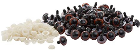 VBS XXL 100er-Pack Bärenaugen mit Öse 18mm Braun/Schwarz