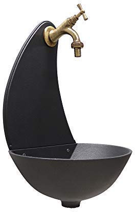 FONDERIA BONGIOVANNI | Fontana a Muro | Fontanella da Giardino Esterno | da Parete | Modello Luna | con Rubinetto Ottone Brunito MOD.303B | per Casa Giardino Terrazzo Esterno