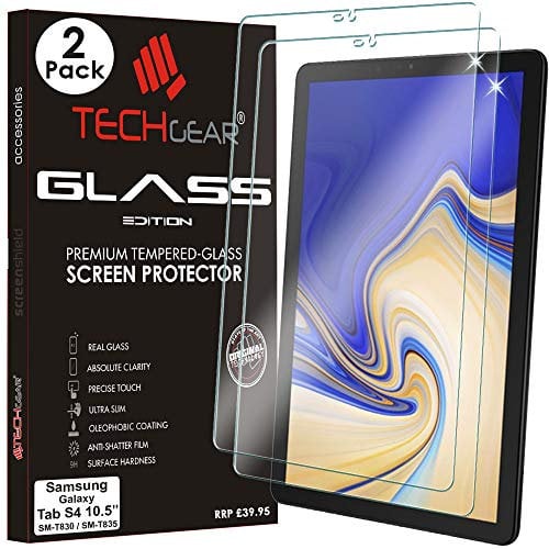 TECHGEAR [Confezione da 2 Vetro Temperato Compatibile con Samsung Galaxy Tab S4 10.5 Pollici (SM-T830 / SM-T835) - Autentica Pellicola protecttiva in Vetro Temperato Salvaschermo