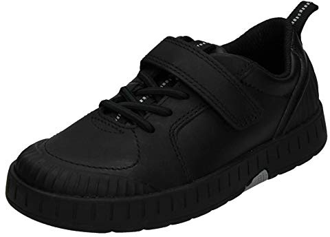Clarks Apollo Step Kid Leather Shoes in Black Standard Fit Size 10
