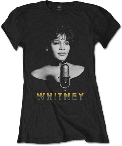 Whitney Houston Ladies T Shirt Black and White Photo Official Womens Skinny Fit L