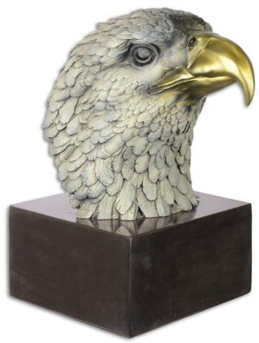 Casa Padrino Luxus Bronze Skulptur Adler Kopf Mehrfarbig/Schwarz 19,6 x 28 x H. 31,3 cm - Bronzefigur mit Marmorsockel - Deko Accessoires