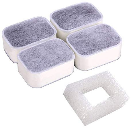 Trinkbrunnen Filter, Karbonfilter für Trinkbrunnen Haustier, Fydun 1 Stücke Schaumfilter+4 Stücke Premium Baumwolle Aktivkohlefilter Sauberes Katze und Hunde Brunnen Oasis Aura Wasserspender