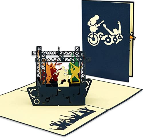 LINPOPUP® Pop-Up Karte Musik - Konzert - 3D Geburtstag, Geburtstagskarte, POP Up Karten Musical, Musikgutschein, Jazz Rock Pop Konzert, N339