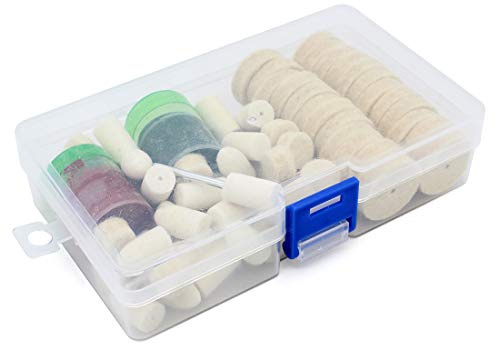 Yuhtech Wool Felt Polishing Pad Kit, 76 Pcs Polishing Pad Grinding Head Buffing Wheel for Rotary Tools