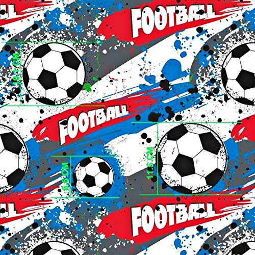 100x160cm Ball Football Fussball 100% Baumwolle Baumwollstoff Kinder Meterware Handwerken Nähen Stoff (Ball Blau Football, 100x160cm (11,99€))