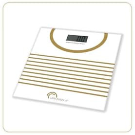 LITTLE BALANCE 8330, Elektronische Personenwaage, Design Marinière Gold, 180 kg / 100 g