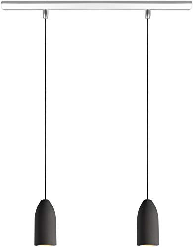 Buchenbusch urban design Deckenlampe 2 flammig dark edition, Esstischlampe hängend aus Beton mit Textilkabel Schwarz