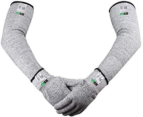 Guyarns Cut Resistant Gloves and Sleeves Set, EN388 Certified and Rated Level 5 (Highest) Cut Resistance, Protective Gloves and Sleeves (M)