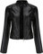 YYNUDA Giacca in pelle con borchie corte da donna, tinta unita e maniche lunghe, stile Moto Biker,Nero,XS