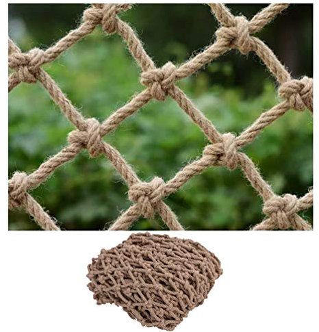 bandezid Naturalmente Corda di Canapa,I Bambini Salire Le Scale Ringhiera Net Rete Anti-Gatto Arazzi Netti Netti Rete di Sicurezza Diametro 12mm,Maglia 10cm-Corda di Canapa 4x8m(13x26ft)