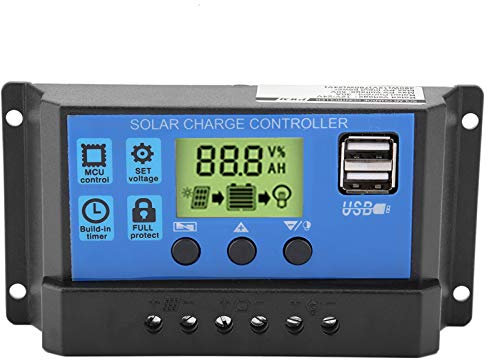 Solar Charge Controller, LCD Anzeige PWM Smart Dual USB Solar Panel Batterieregler Laderegler 12V 24V Dual USB Solarpanel Laderegler Regler 10/20/30A(YJSS-30A)