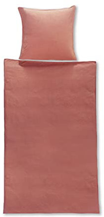 jilda-tex Halb-Leinen Bettwäsche Siena Uni Leinen Bettwäsche 135x200 cm + 80x80 cm 50% LEINEN/ 50% Baumwolle (Rost)