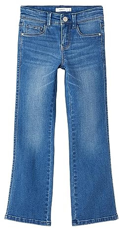 NAME IT Mädchen Nkfpolly Skinny Boot Jeans 1142-au Noos Hose, Dark Blue Denim, 134 EU