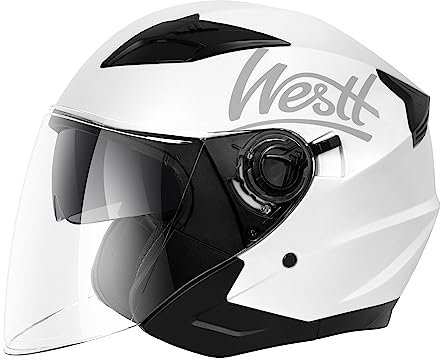 Westt Jet Casque Moto Homme Femme avec visière Double Casque Scooter Jet Moto Electrique Adulte, certifié ECE 22.06, Taille S-XL