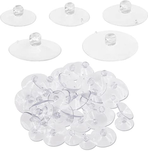 Swpeet 80 Packungen 5 Größen 1 Zoll 65 Zoll 75 Zoll 85 Zoll 95 Zoll Transparente Saugnäpfe Sortiment Kit, Gummi AntiKollisionsDuschverbinder SaugnapfAufhänger Pads ohne Haken für Glastisch