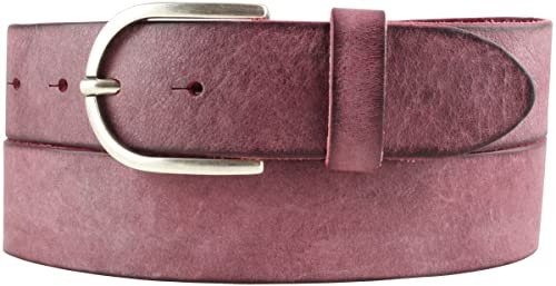 BELTINGER Damen-Gürtel aus weichem Vollrindleder Vintage-Look 4 cm | Jeans-Gürtel für Damen 40mm | Ledergürtel Used-Look | Bordeaux 105cm