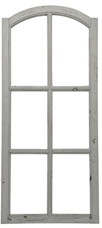 finehomegarden Deko Fensterrahmen Vintage grau gewischt 50x3 H112cm Holzrahmen Fenster-Attrappe