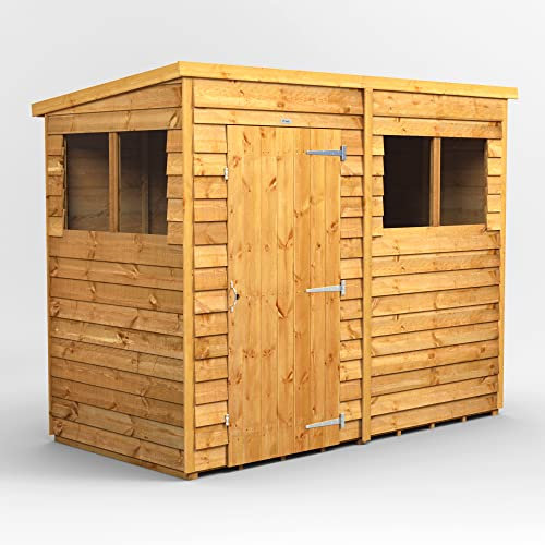 Powersheds High Grade Premium Pent Overlap Wooden Shed with Security Features, Door & Window Flexibility, made from Extra Thick Timber