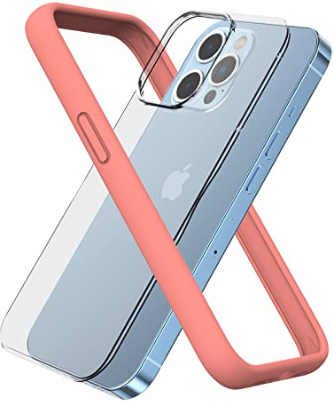 ARSUNOVO Compatible with iPhone 13 Pro Bumper Case 6.1 inch, [Raised Edge Protection][Anti-Silp][Anti-Fingerprint] Soft Slim Protective Frame Bumper Cover Case Come with Hard PC Backplate(Coral)