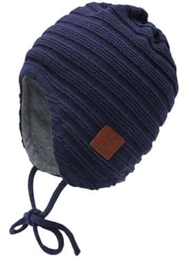 maximo GOTS Baby-Mütze Struktur Streifen, ausgenäht Made in Germany 45 Navy