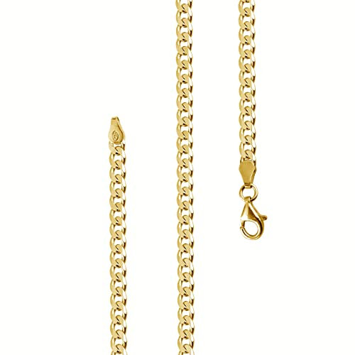 Lijoh Herren Panzerkette vergoldet 925 Sterling Silber (4,2 mm) Goldkette Ketten Längen 60 cm LJ1042-560