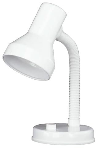 lightling Schreibtischleuchte Peter, Tischleuchte Kunststoff weiß, Flexarm zur individuellen Verstellbarkeit, exkl. 1 x E27 Leuchtmittel max. 18W, Höhe: 30 cm